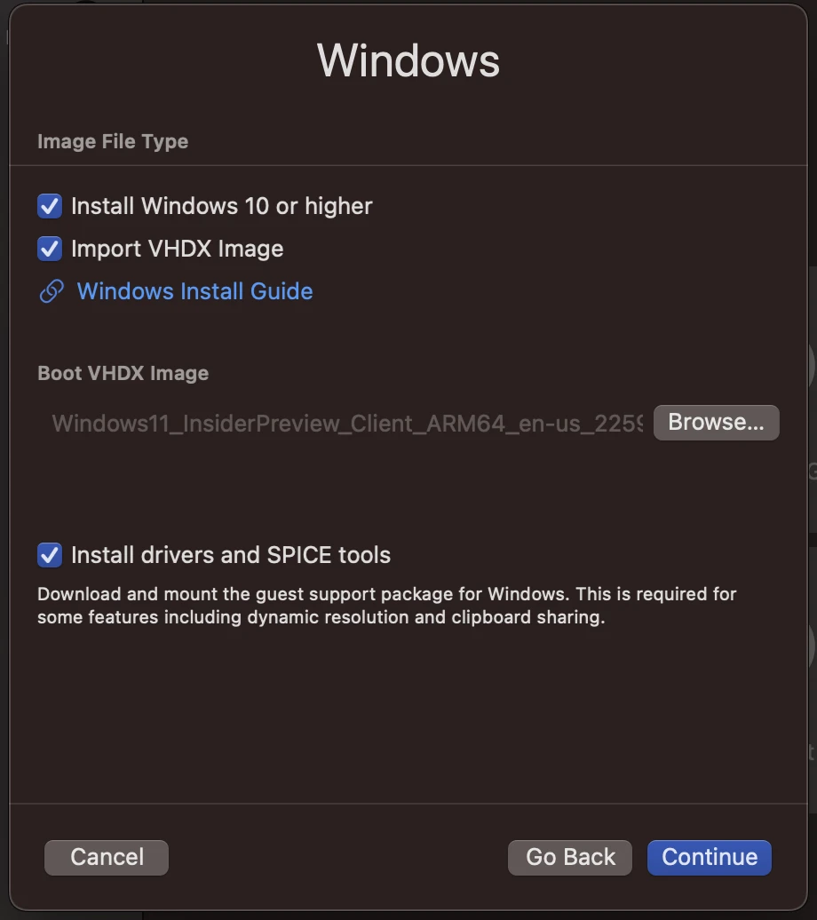Installation Settings for UTM windows