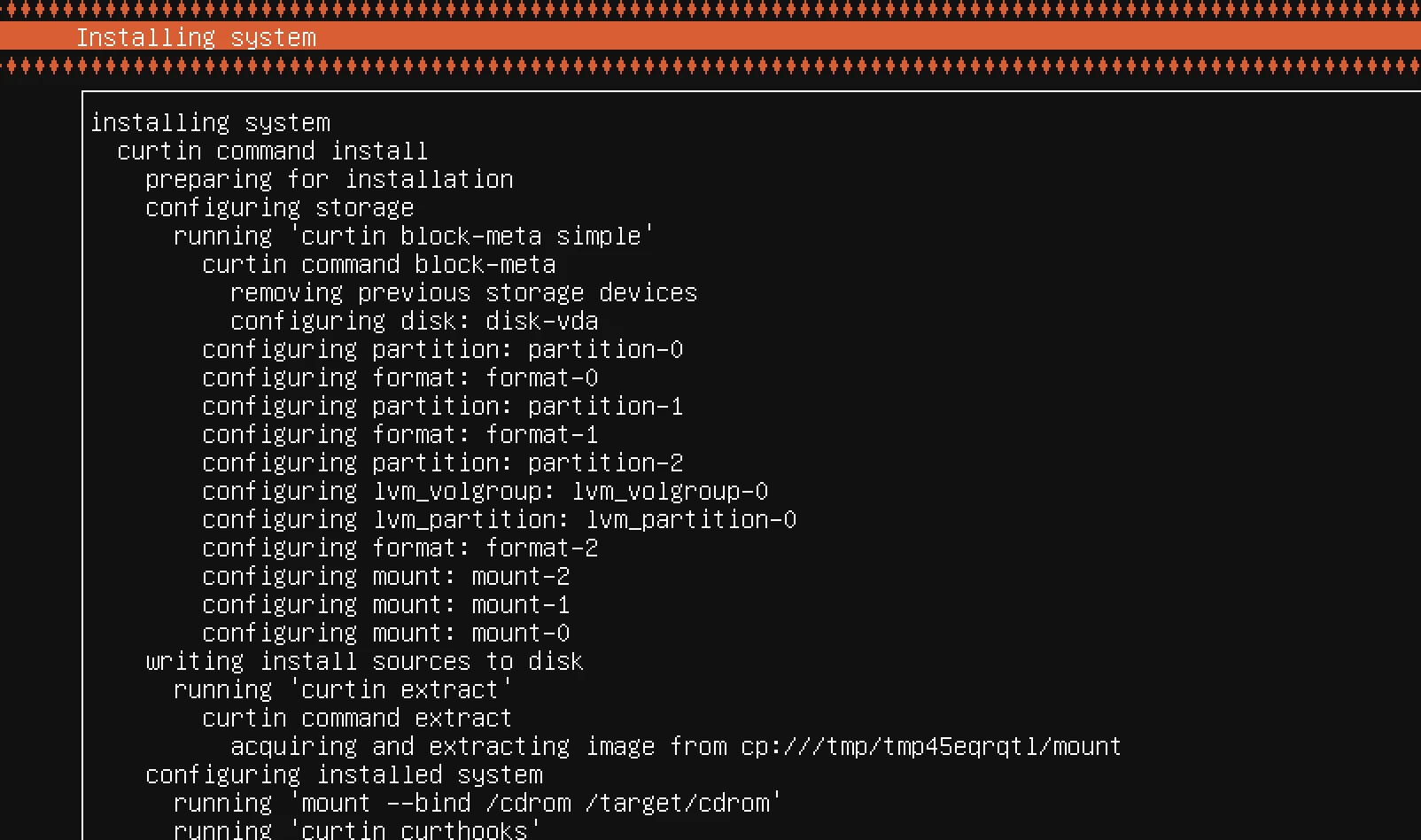 Linux server installing display